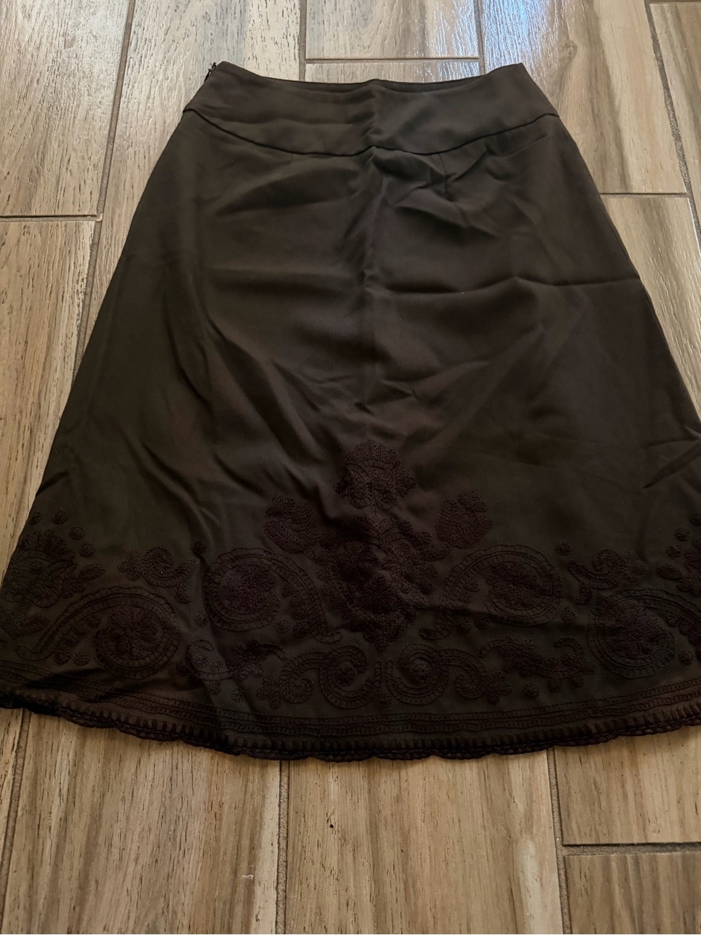 Women's Embroidered A-Line Skirt - Brown